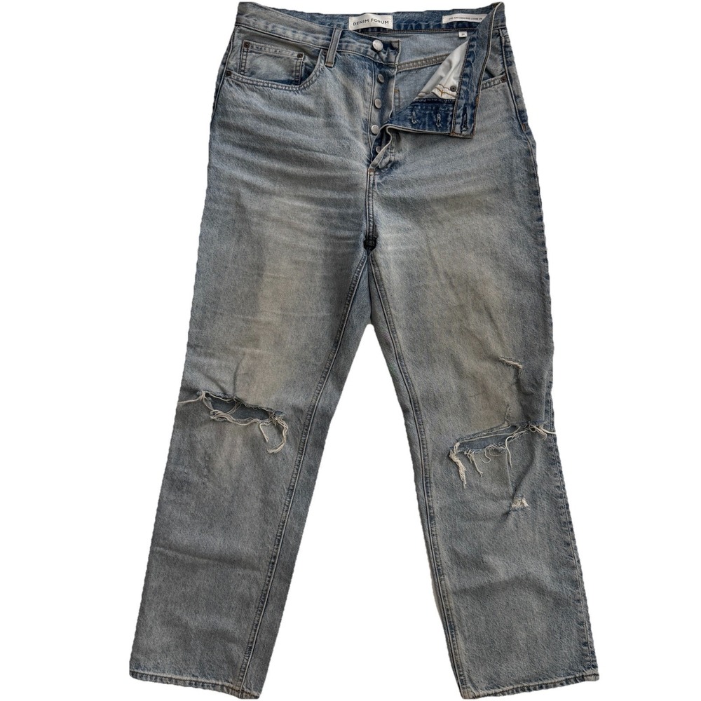 Aritzia Denim Forum Joni High‎ Rise Loose Jeans Womens 29L Button Fly Distressed